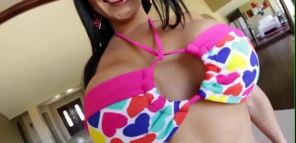  Busty latina milf wanking dick with her boobs